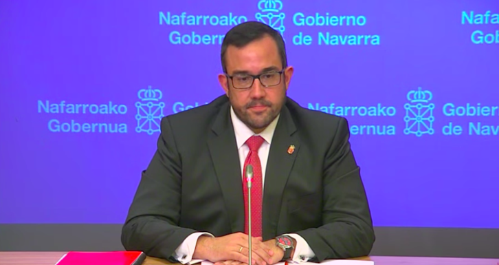 El portavoz del Gobierno, Javier Remírez en su comparecencia de hoy. (Gobierno de Nafarroa)