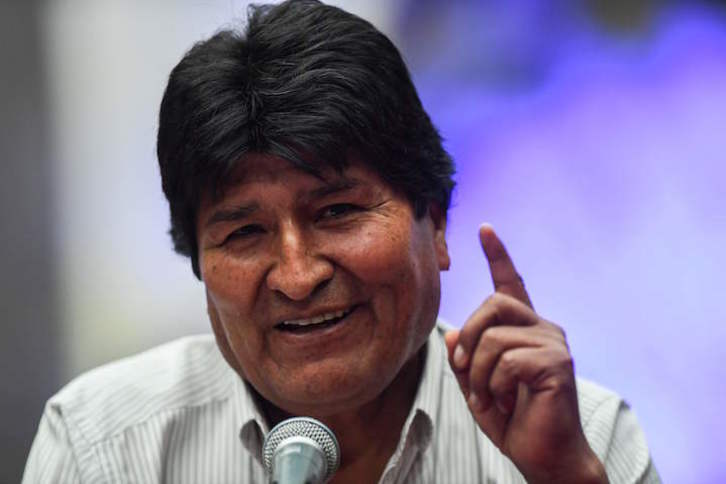 Evo Morales, en una rueda de prensa en México. (Pedro PARDO/AFP)