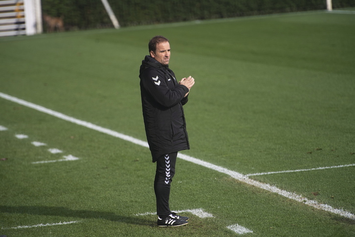 Jagoba Arrasate en el amistoso ante la Real de la semana del parón de Liga. (Jon URBE / FOKU)