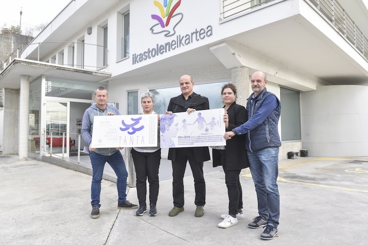 Gorostiaga, Zabaleta, Tellitu, Artola eta Garate, Tanta ekimenaren aurkezpenean. (Idoia ZABALETA/FOKU)