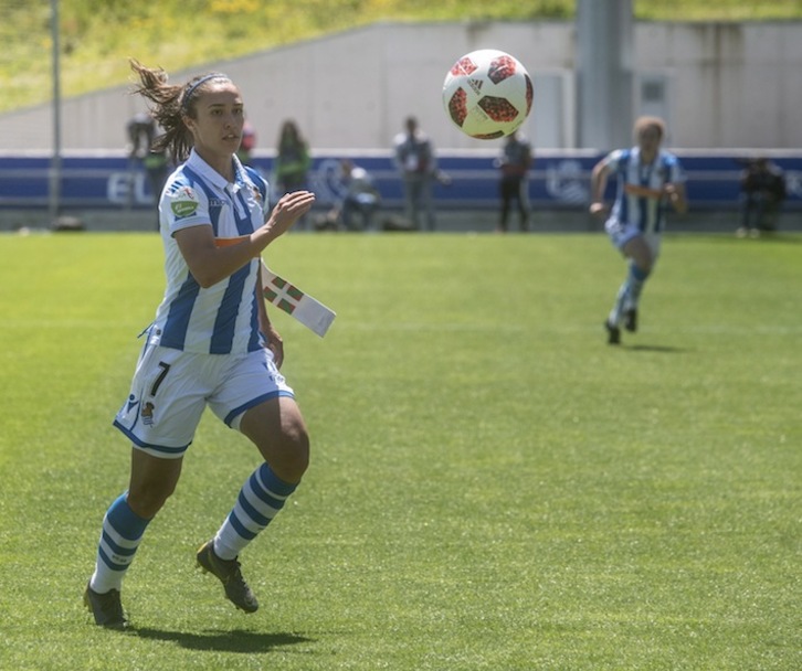 Nahikari ha roto la igualada mediado el primer tiempo. (Jon URBE/FOKU)