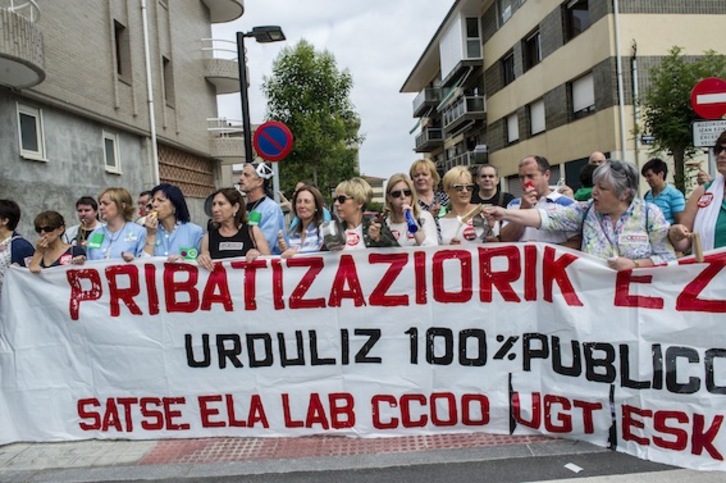 Imagen de archivo de una movilización contra la privatización en el hospital de Urduliz.(Marisol RAMIREZ/FOKU)