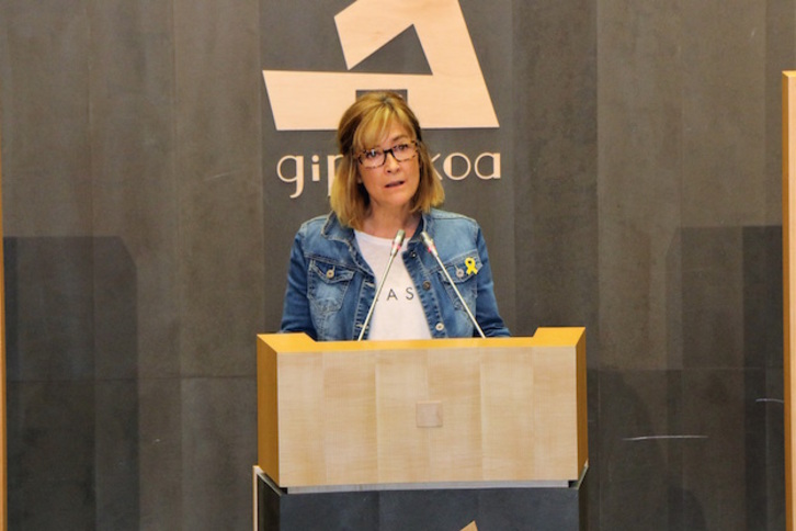 La portavoz jeltzale, María Eugenia Arrizabalaga, en el pleno de este martes. (EAJ-PNV)