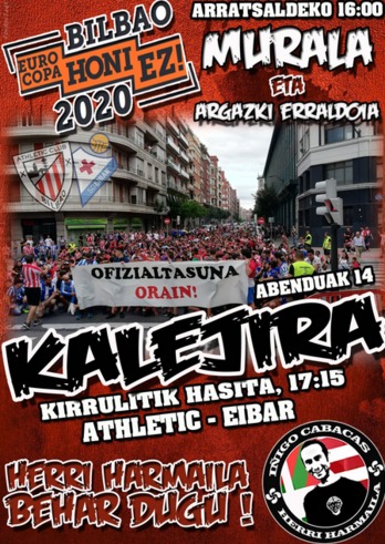 Cartel de ICHH sobre las actividades previas al derbi ante el Eibar.