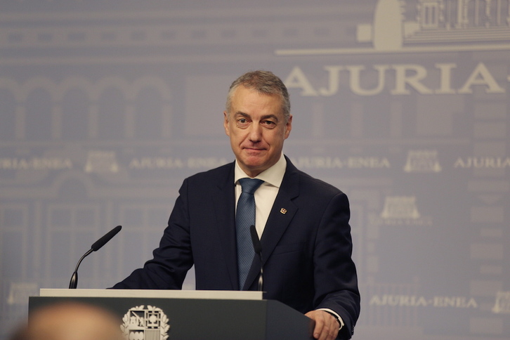 El lehendakari, Iñigo Urkullu, en su valoración de la sentencia. (Endika PORTILLO/FOKU)