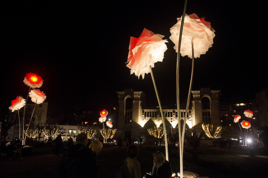 Les fleurs lumineuses géantes invitent à la rêverie. © Guillaume FAUVEAU