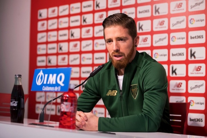 Iker Muniain, durante su rueda de prensa en Lezama (ATHLETIC-CLUB)
