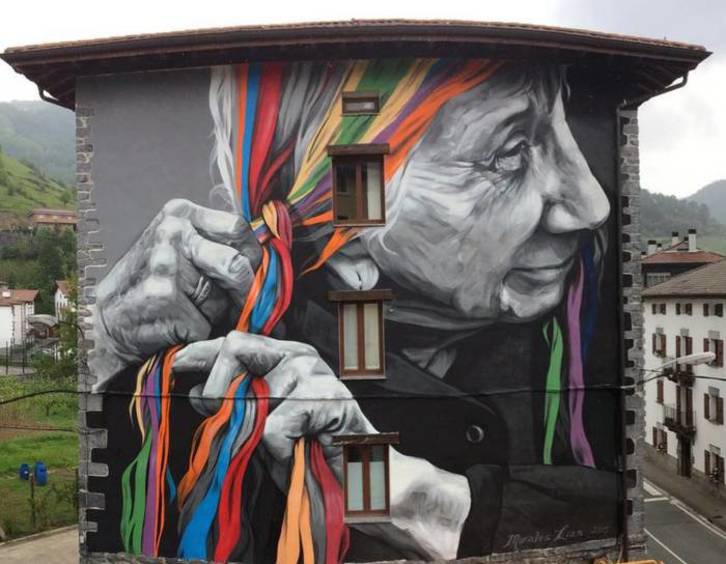 Leitzako Atekabeltzan margotu duten murala. (ERRAN.EUS)