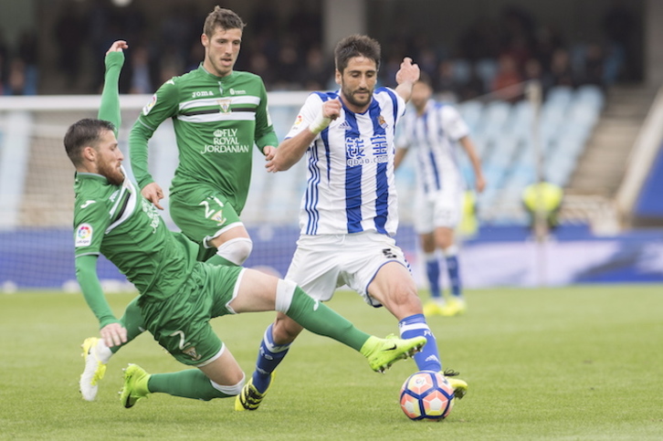 Bergara, en un partido con la Real en Anoeta. (Juan Carlos RUIZ/FOKU)