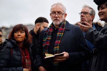 Jeremy Corbyn participó el sábado en un acto contra la guerra en Irán. (Tolga AKMEN / AFP)