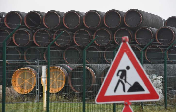 Imagen de las obras de un gaseoducto en la isla báltica de Rügen.     (Stefan SAUER I AFP)