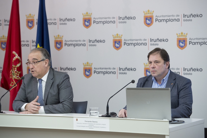 Enrique Maya y Fernando Sesma, en una comparecencia anterior en Iruñea. (Iñigo URIZ/FOKU)