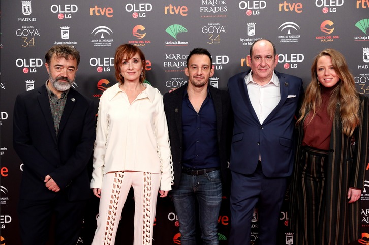 Equipo de ‘Mientras dure la guerra’, en la fiesta de nominados a los Goya. (J.DANAE | FOKU)