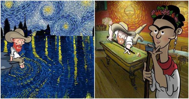 El ilustrador iraní hace partícipe a Van Gogh de su propio imaginario creativo. (Karimi MOGHDDAM)