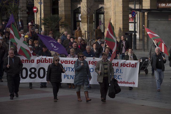 Movilización de los pensionistas de Gipuzkoa celebrada el pasado 13 de enero en Donostia. (Juan Carlos RUIZ/FOKU)