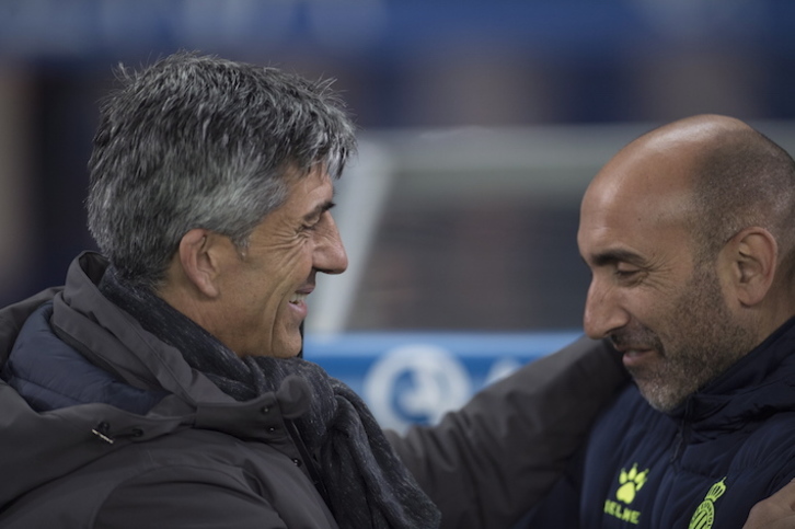Imanol, con Abelardo en el último partido de Copa. (Juan Carlos RUIZ/FOKU)