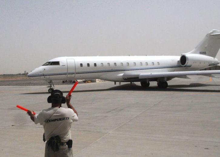 Un E11A preparado para despegar en el aeropuerto afgano de Kandahar. (Heather SKINKLE/AFP)
