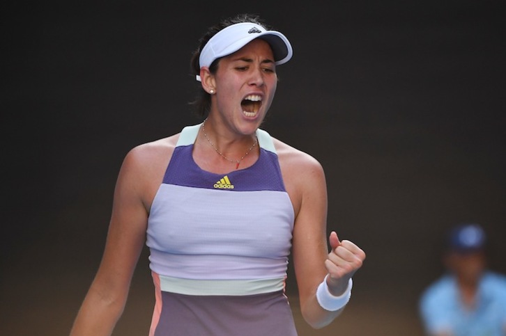 Muguruza celebra un tanto (William WEST / AFP)