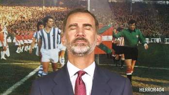 Sare sozialetan zabaldu den irudia, Kortabarria eta Iribar ikurriñarekin eta Felipe Borbokoiaren aurpegia.