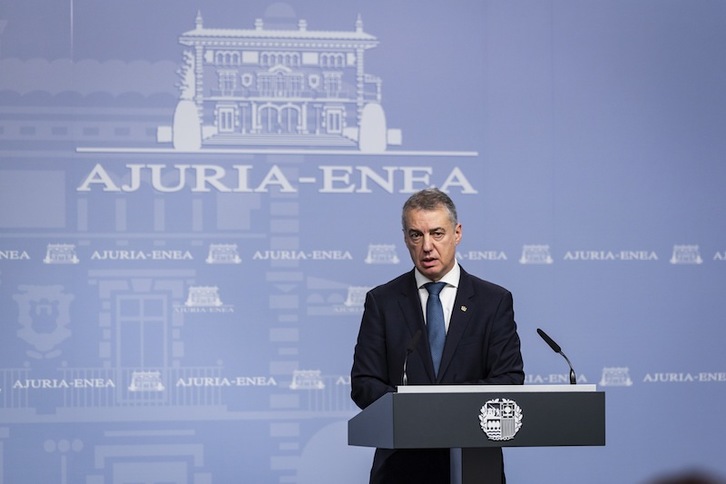 Urkullu, Ajuria Enean egindako agerraldi batean. (Endika PORTILLO/FOKU)