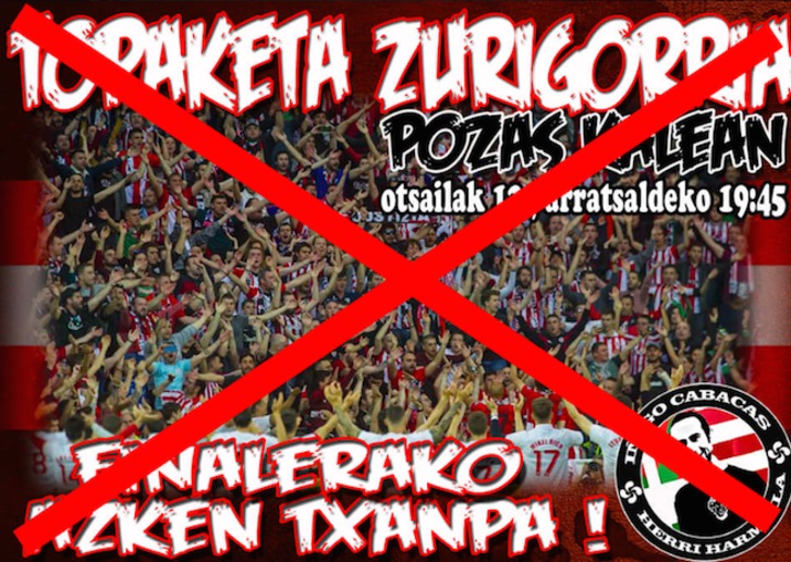 Cartel difundido en las redes sociales por Iñigo Cabacas Herri Harmaila.