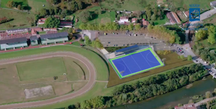 El nuevo campo de hockey hierba se ubicará entre el aparcamiento del hipódromo y el río Oria.