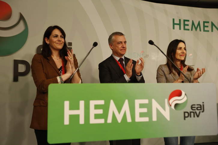 Iñigo Urkullu, Leixuri Arrizabalaga y Bakartxo Tejeria encabezarán las candidaturas del PNV. (Aritz LOIOLA / FOKU)