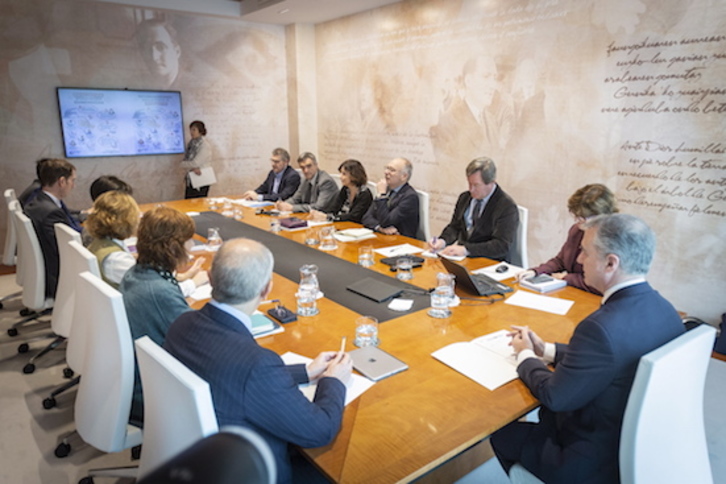 Reunión celebrada hoy en Lehendakaritza. (Endika PORTILLO/FOKU)