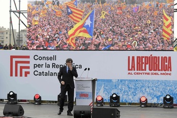 Puigdemont, el sábado en Perpinyà. (Lluís GENÉ | AFP)