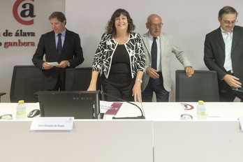 La diputada Itziar Gonzalo, en un acto anterior sobre fiscalidad. (Juanan RUIZ | FOKU)