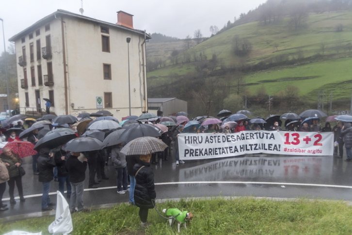 Protesta de la mayoría sindical por la desaparición de los trabajadores del vertedero (Andoni CANELLADA/FOKU)