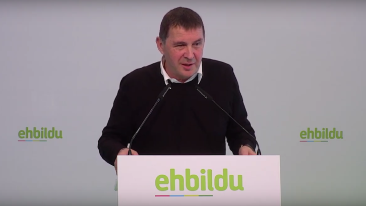 Arnaldo Otegi, en la sede de EH Bildu. (NAIZ)