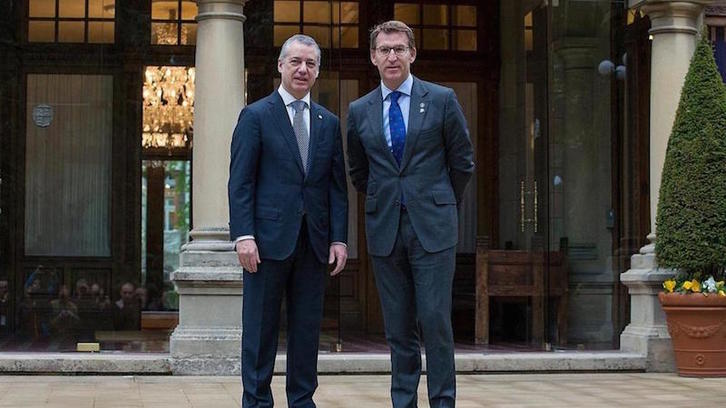 Urkullu y Núñez Feijoo, en un encuentro en Ajuria Enea.