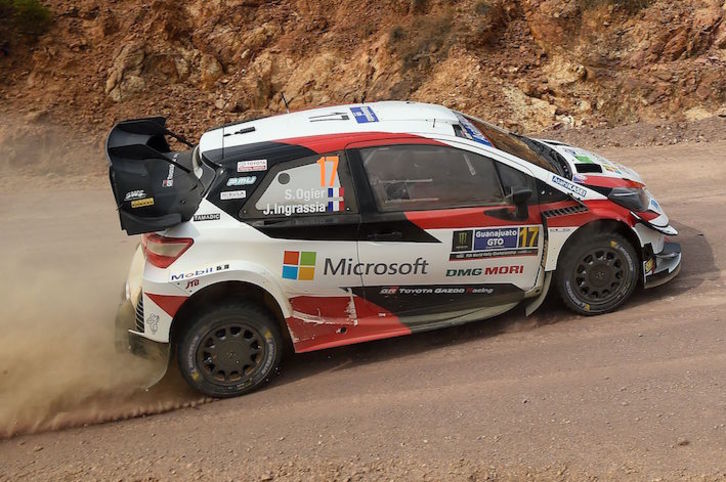 Sebastien Ogier, durante la jornada del viernes en México. (Alfredo ESTRELLA/AFP)