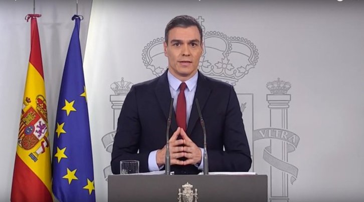 Sánchez, durante su comparecencia ayer. (PSOE)