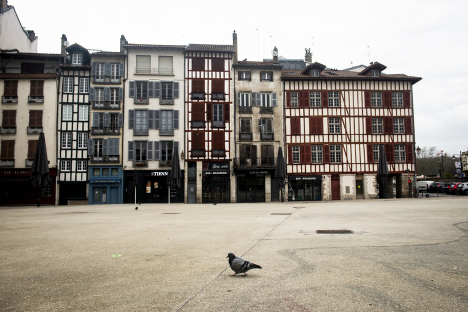 Baionako merkatuko plazan usoak baizik ez ziren ikusten ahal. © Guillaume Fauveau 