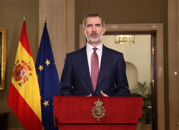 Felipe de Borbón, en su polémico discurso de esta noche. (AFP)