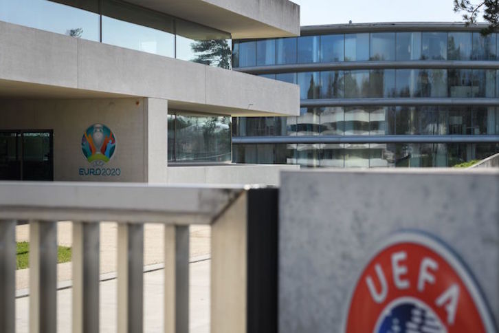 Sede de la UEFA en Nyon. (Fabrice COFFRINI/AFP)