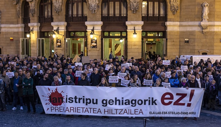 Protesta anterior de la mayoría sindical ante un accidente laboral. (Aritz LOIOLA/FOKU)