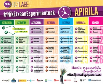 Elhuyarrek konfinamendu egunetarako proposatutako egutegi dinamikoa.