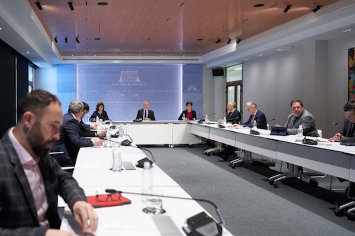 Imagen de la reunión celebrada esta mañana de viernes en Lehendakaritza. (IREKIA)