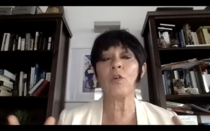 Captura de pantalla de la rueda de prensa telemática ofrecida por Maddalen Iriarte.