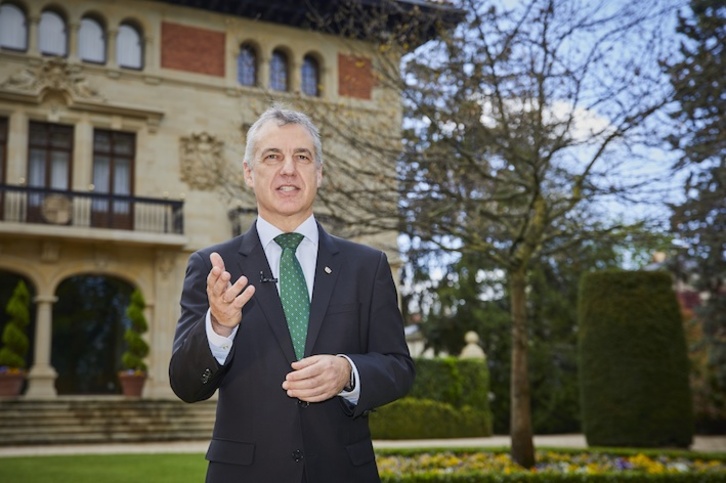 Iñigo Urkullu, bideo bidezko agerraldian. (IREKIA)