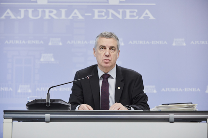 Iñigo Urkullu, durante una rueda de prensa anterior. (IREKIA)