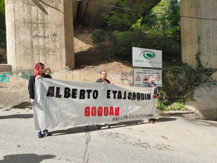 Concentración de la mayoría sindical vasca en Zaldibar. (Vía twitter @ESKsindikatua).