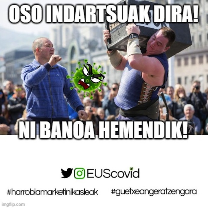 EUScovid kanpainarako sortutako meme bat. (Harrobia Ikastola)