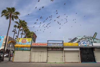 Comercios cerrados en Venice, California. (Apu GOMEES/AFP)