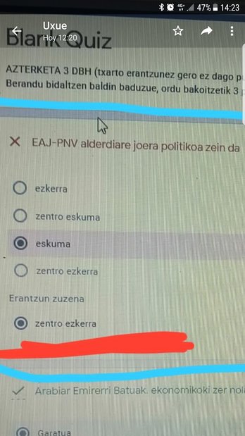 Captura de pantalla de la pregunta sobre la tendencia política del PNV. (@pazisgo)