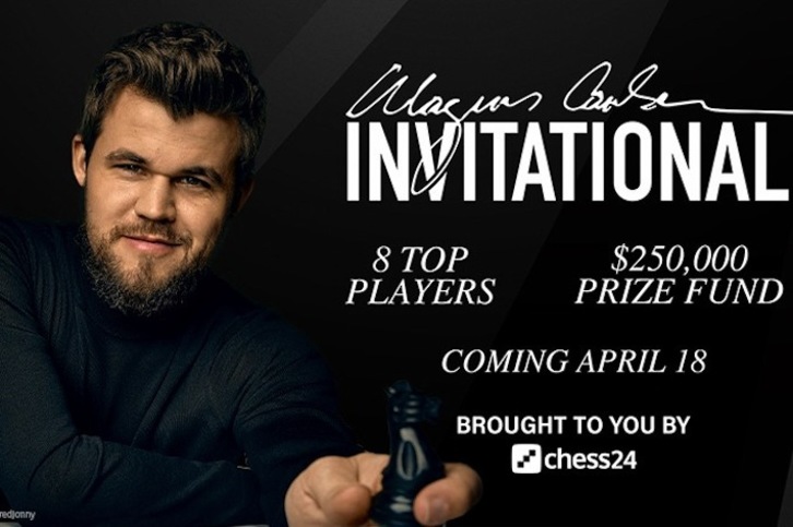 Carlsen, protagonista del cartel anunciador de su propio torneo. (NAIZ)