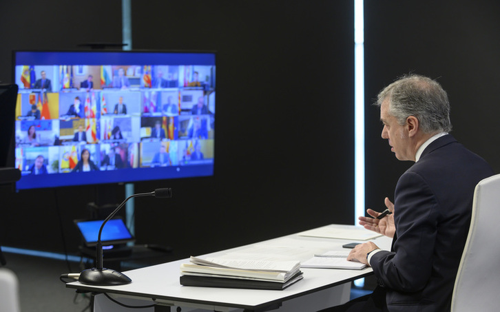 El lehendakari Iñigo Urkullu, en la última reunión de Sánchez con los presidentes autonómicos. (IREKIA)